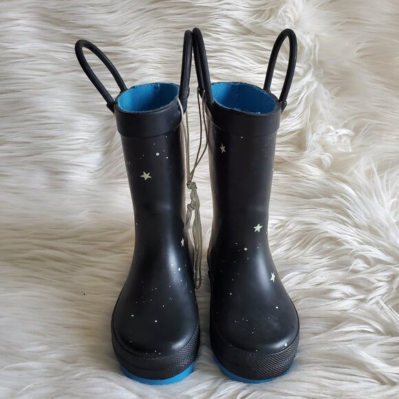 Carter's Kid's Black/Blue 4-D Space Rocket Waterproof Rain Boots SZ 4 - Picture 6 of 11